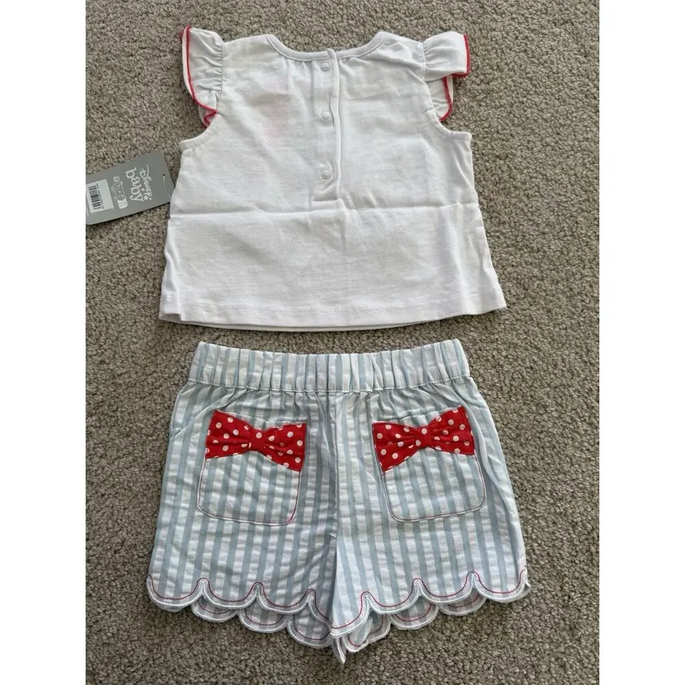 New Disney Baby Minnie Mouse Nautical Shorts Set 12-18 Months